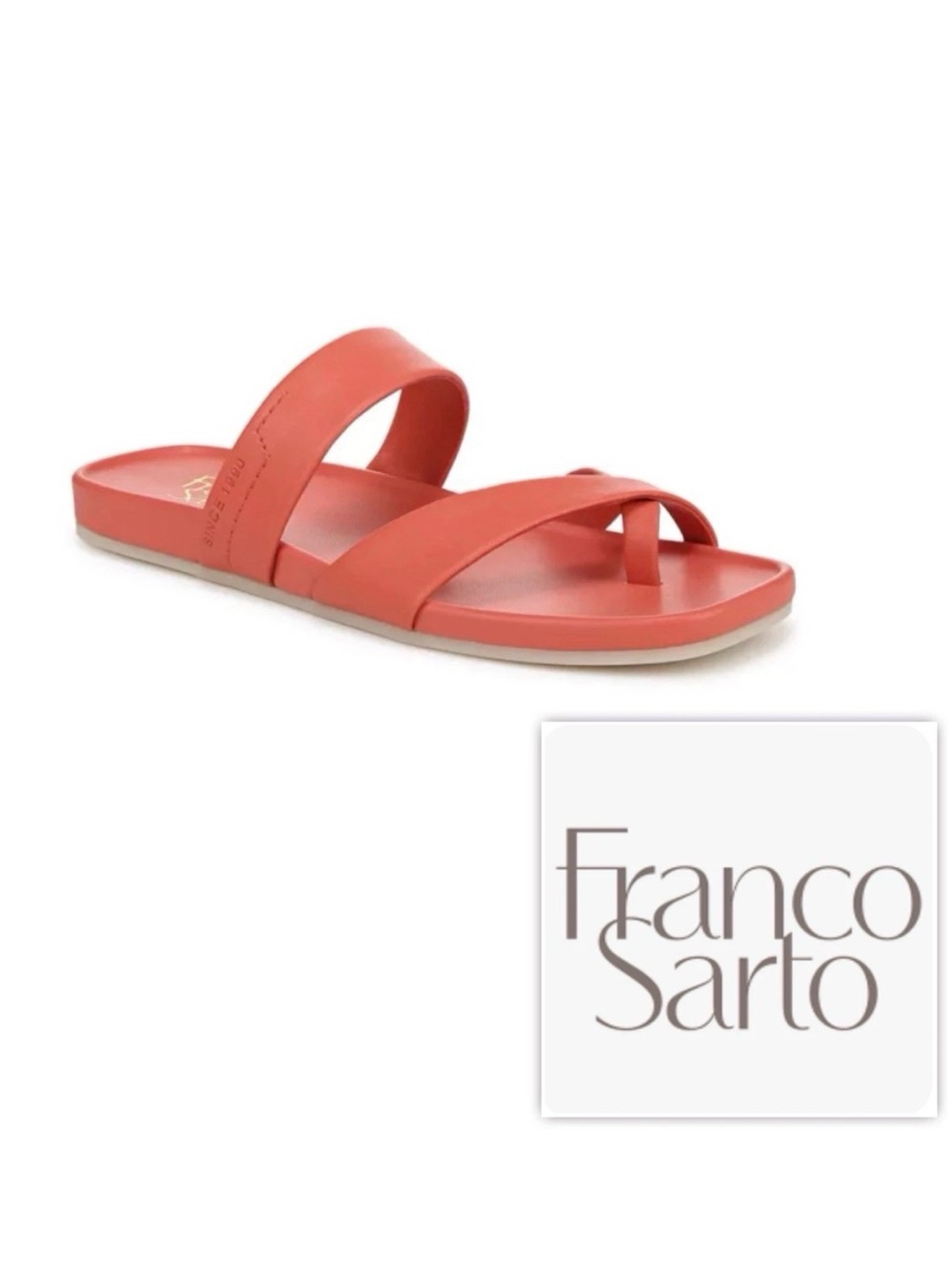 NEW $99 Franco Sarto Women 8
Estella Sandal Slip On Flats comfy
Shoes Coral Pink